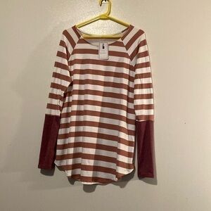 Reborn J long sleeve stripe uber soft stretchy tunic shirt size medium